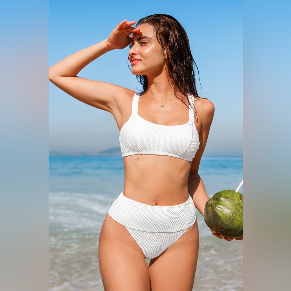 Cupshe Nostalgic Sailing Textured White Bikini